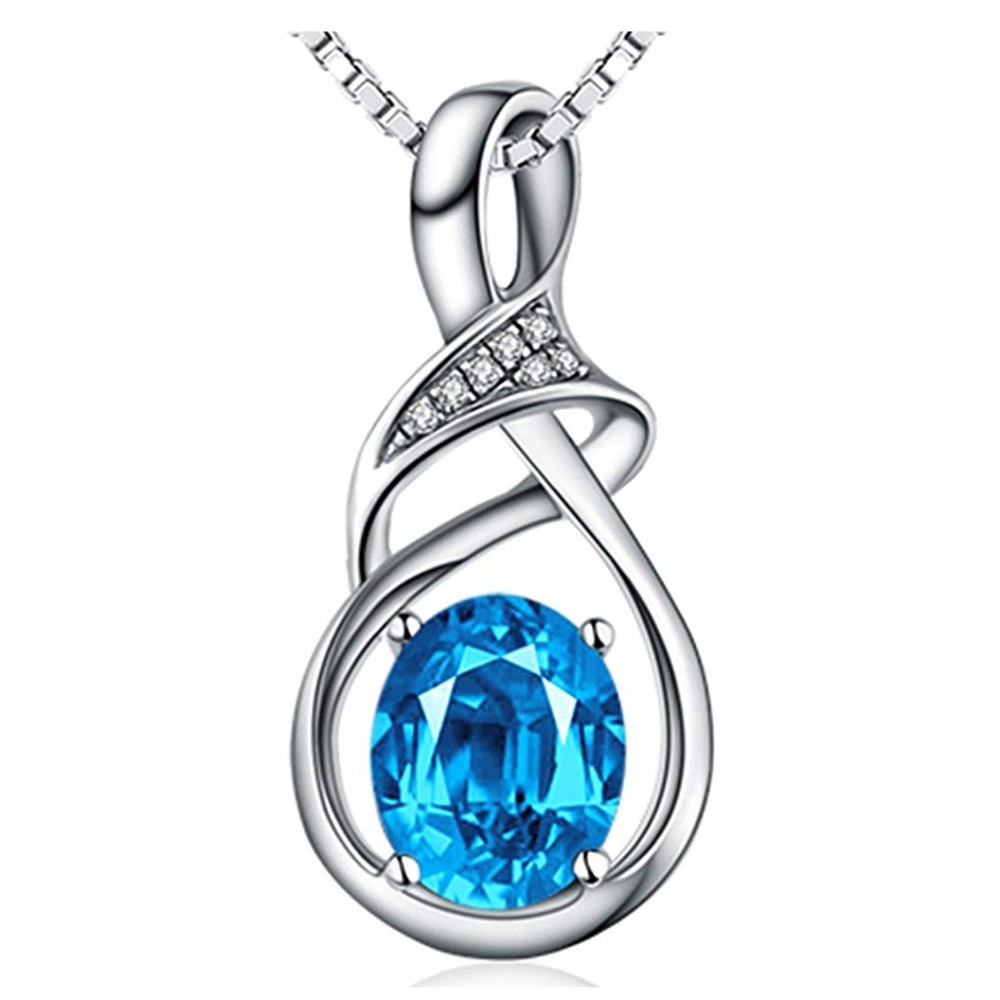 Natural Gemstone Sterling Silver Pendant Necklace
